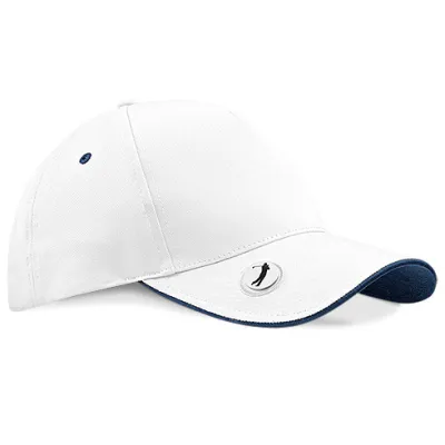 Casquette Golf Pro-Style Blanc et Noir Coton - Beechfield Reference : 10938 | Chapellerie Traclet