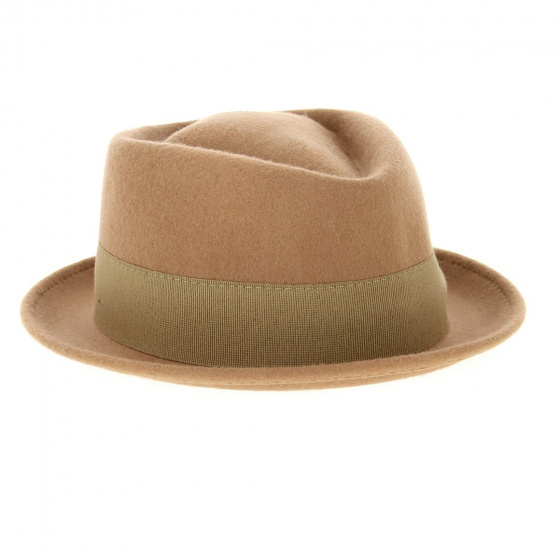 Beige Wool Felt Zingaro Pork Pie Hat Beige Wool Felt Zingaro Pork Pie Hat