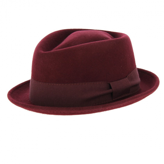 Chapeau PorkPie Zingaro Feutre Laine Bordeaux