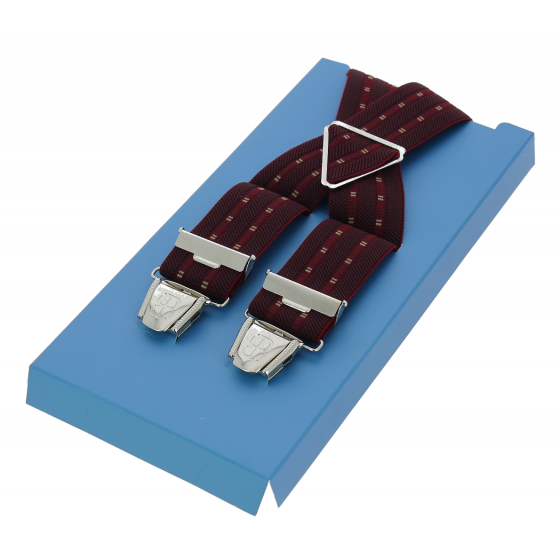 Burgundy Suspenders with Beige Dots