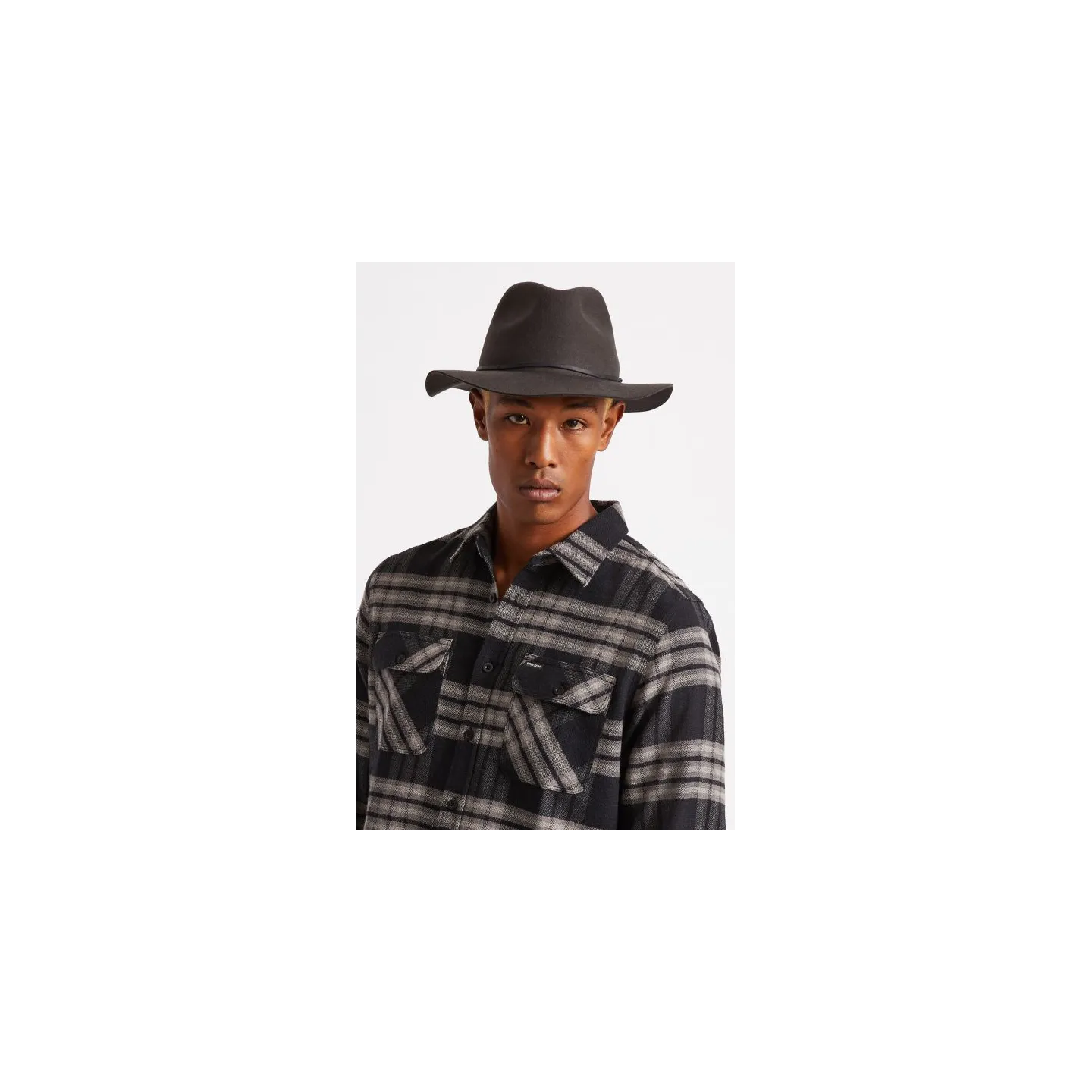 Wesley Traveller Hat in Washed Black Wool Felt - Brixton Reference: 11009 | Traclet Hat Shop
