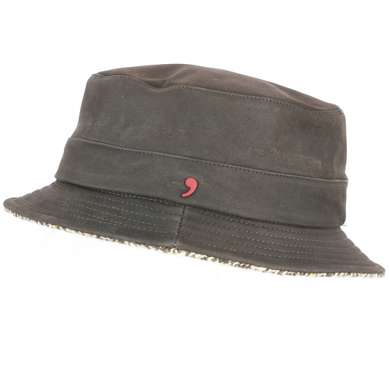 Brown Leather Bucket Hat - ALFONSO D'ESTE