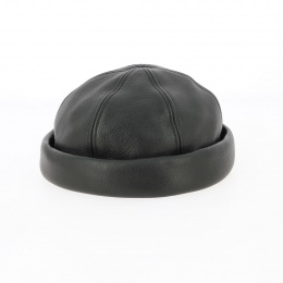 Black leather Docker Cooper beanie