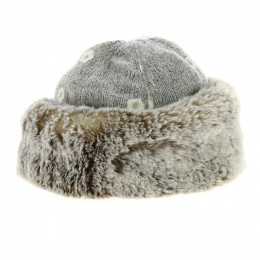Embroidered Nayeli Toque with Flower & Fur - Traclet