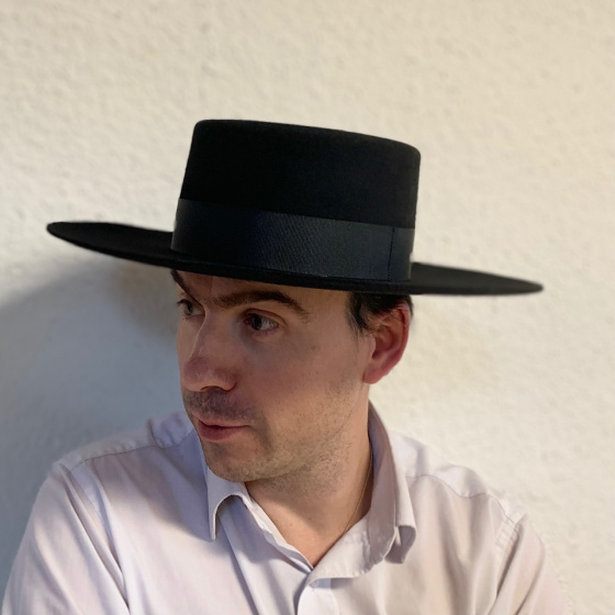 Chapeau Santiago - Cordobes/Canotier Feutre Laine noir - Traclet