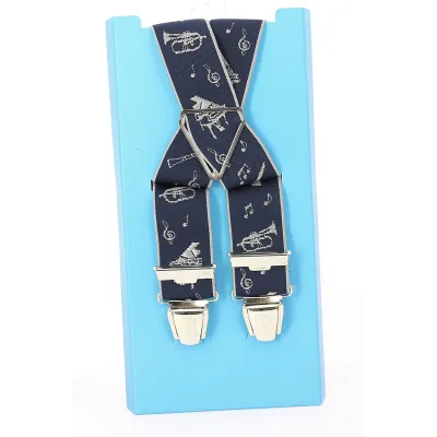 Fancy Music Navy Suspenders - Traclet Reference: 11123 | Traclet Hat Shop