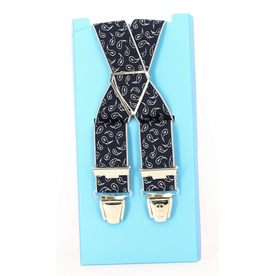 Navy Caloire Fancy Suspenders - Traclet