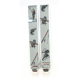 Bretelles Pêche Motif Poisson Gris - Traclet
