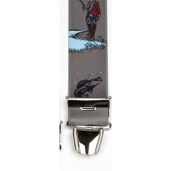 Bretelles Pêche Motif Poisson Gris - Traclet