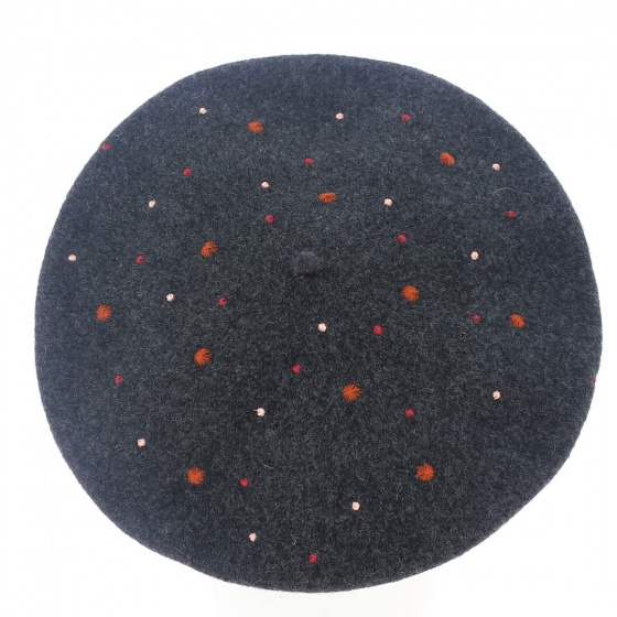 Grey fancy wool beret