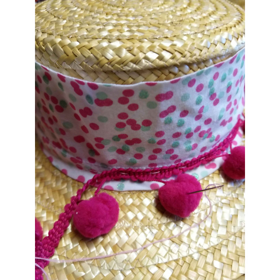 Canotier fille pompon / Création unique des ateliers de la Chapellerie TRACLET