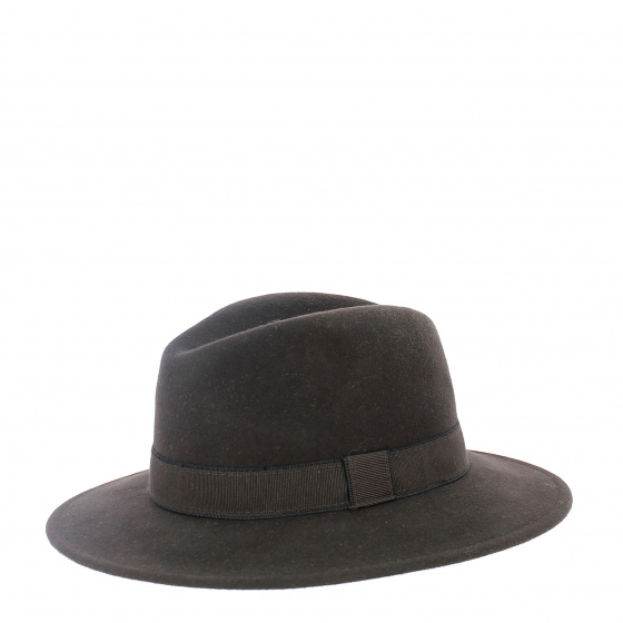Traveller hat / Brown wool Fedora - brown band