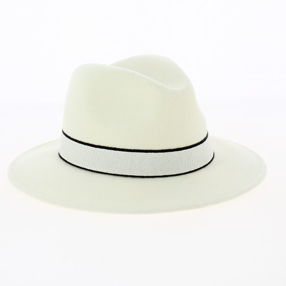 White wool fedora - white band