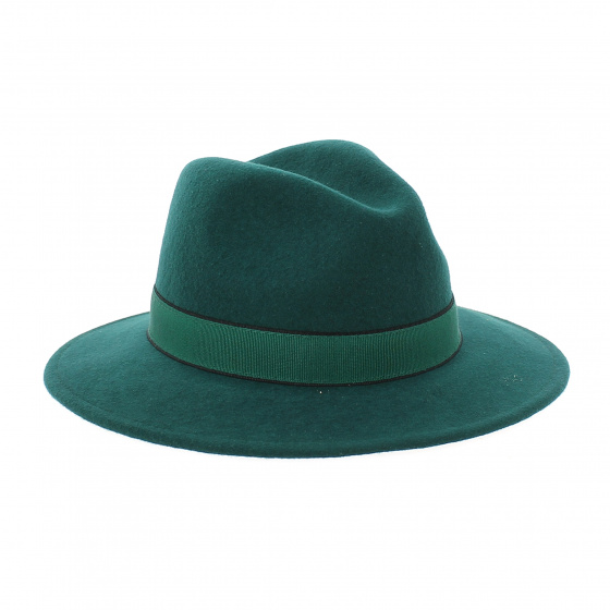 Green wool fedora with green band