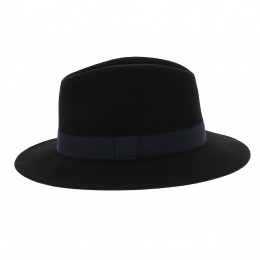 Black wool fedora - navy band