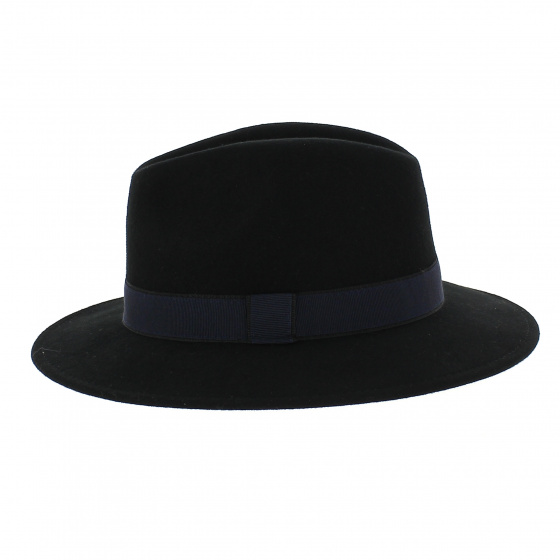 Black wool fedora - navy band