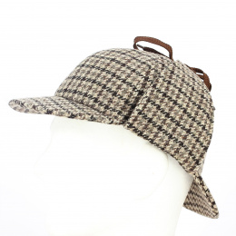 Casquette Sherlock Holmes Deerstalker Laine Vierge - Traclet