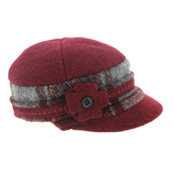 Casquette Gavroche Helenn gris/bordeaux- TRACLET