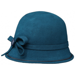 Chapeau cloche feutre laine bleu