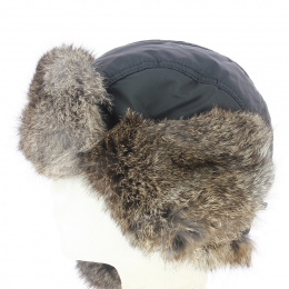 Waterproof ushanka with rabbit fur
