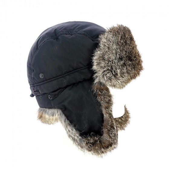 Waterproof ushanka with rabbit fur Waterproof ushanka with rabbit fur
