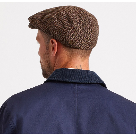 Hooligan Cap Brown Khaki Herringbone - Brixton Hooligan Cap Brown Khaki Herringbone - Brixton