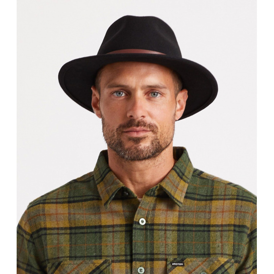 Chapeau traveller homme feutre laine noir Chapeau traveller homme feutre laine noir