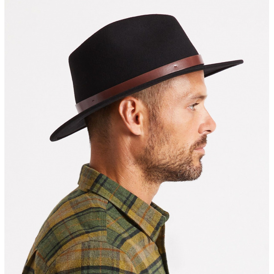 Black/Brown Wool Felt Fedora Messer Hat - Brixton Black/Brown Wool Felt Fedora Messer Hat - Brixton