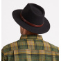 Black/Brown Wool Felt Fedora Messer Hat - Brixton