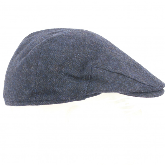 Wicklow Navy Herringbone Tweed Flat Cap - Traclet Wicklow Navy Herringbone Tweed Flat Cap - Traclet