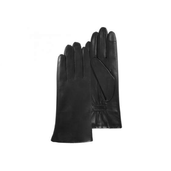 Women's Touchscreen Leather Gloves Black - Isotoner