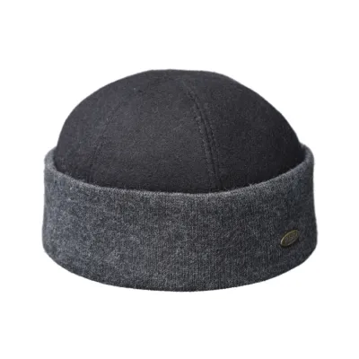 Bonnet Docker à Revers Malo Laine Anthracite- Traclet Reference : 11258 | Chapellerie Traclet
