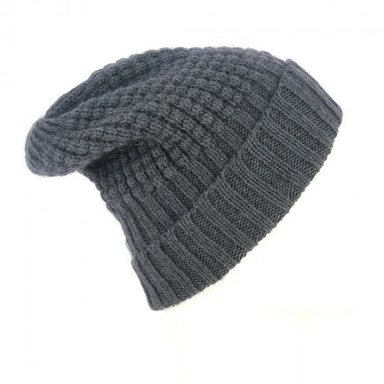 Long Bellevarde Beanie in Anthracite Wool & Mohair - Traclet