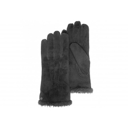 Gants cuir noir et fourrure- Isotoner
