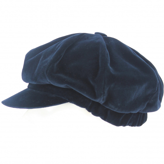 Anna Velvet Navy Newsboy Cap - Traclet