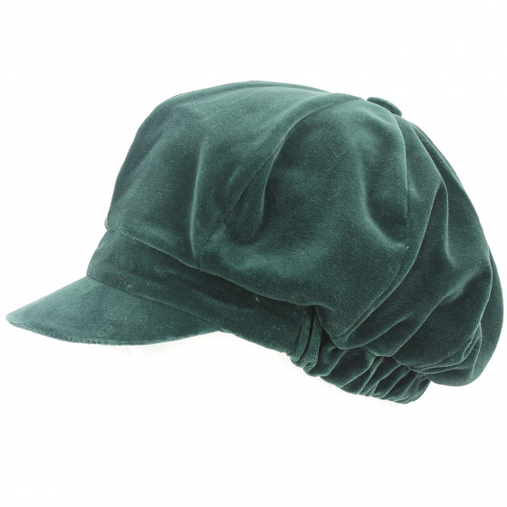 Anna Velvet Newsboy Cap Olive - Traclet