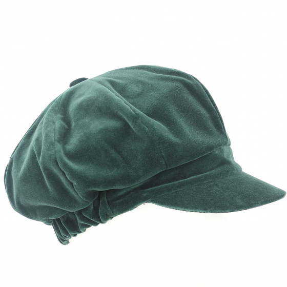 Anna Velvet Newsboy Cap Olive - Traclet