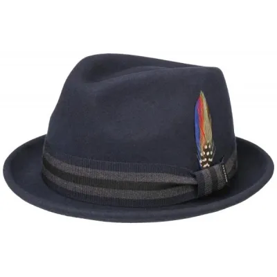 Stetson Carlow Navy Felt Trilby Hat Reference: 11293 | Traclet Hat Shop