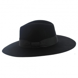 Fedora Black Wide Brim Hat - The Author - Traclet