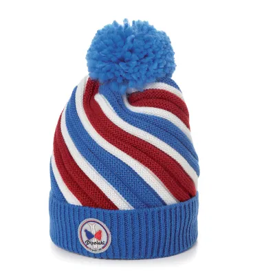 Algo Striped Pom-Pom Beanie - Pipolaki white blue red Reference: 11338 | Traclet Hat Shop