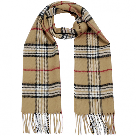 Beige plaid scarf
