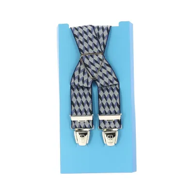 Blue - Black - White Fancy Suspenders Reference: 11396 | Chapellerie Traclet