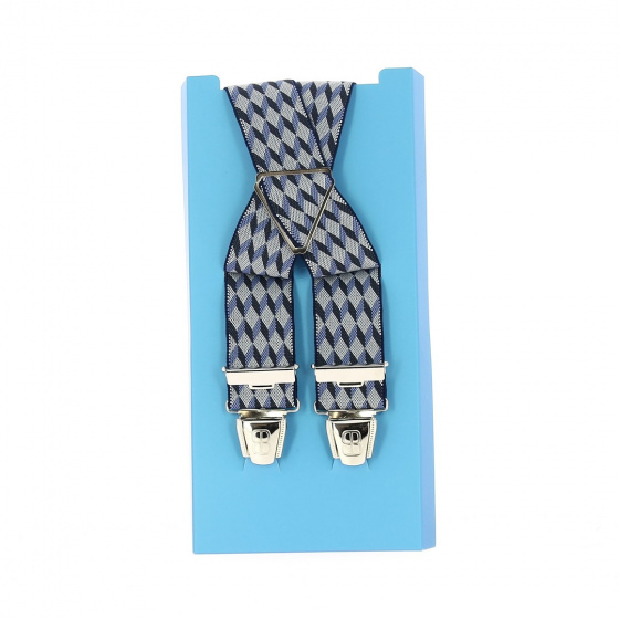 Blue - Black - White Fancy Suspenders