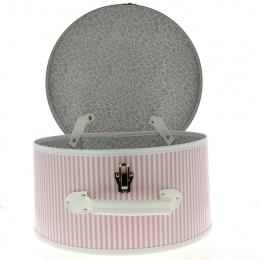 Boîte à Chapeau à rayures roses et blanches - Traclet