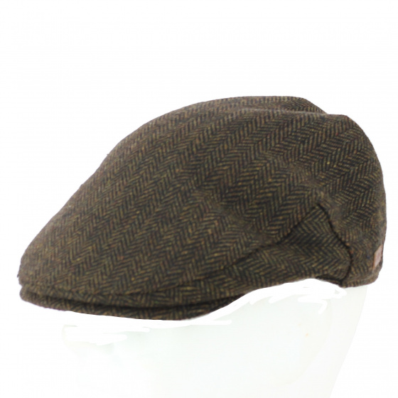 Brown Herringbone Tweed Wicklow Flat Cap - Traclet