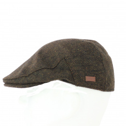 Brown Herringbone Tweed Wicklow Flat Cap - Traclet