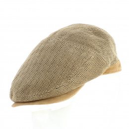 Princeton Flat Cap Beige Chevron Leather - Aussie Apparel