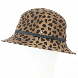 HERTHA Brown Leopard Cloche Hat - Fléchet