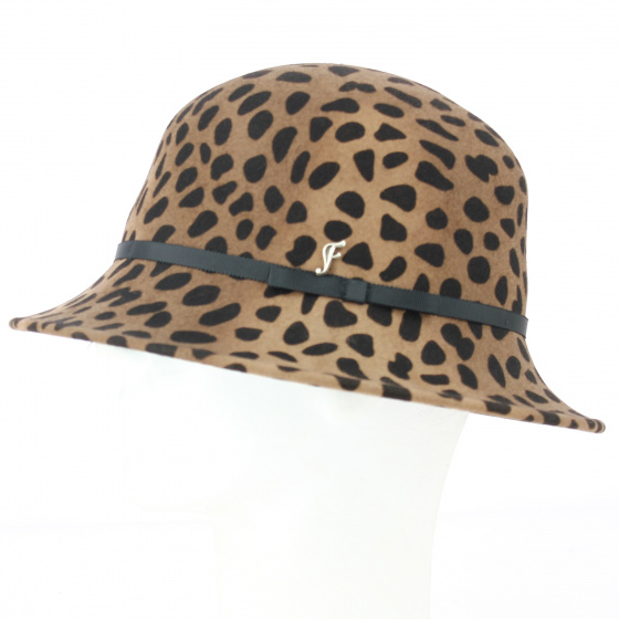 HERTHA Brown Leopard Cloche Hat - Fléchet