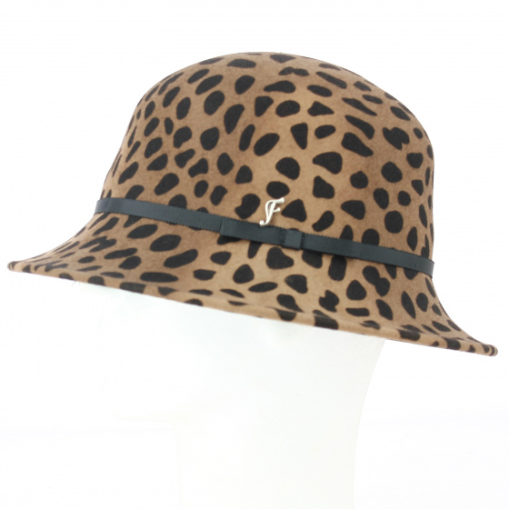 Hertha Leopard Brown Cloche Hat - Fléchet